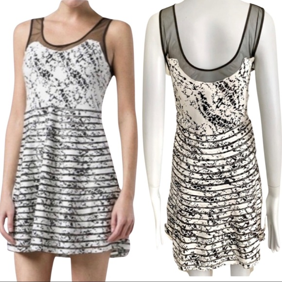 NWT PARKER Silk Blacksplatter Fit & Flare Dress Sleeveless Abstract Pattern M - Picture 1 of 16